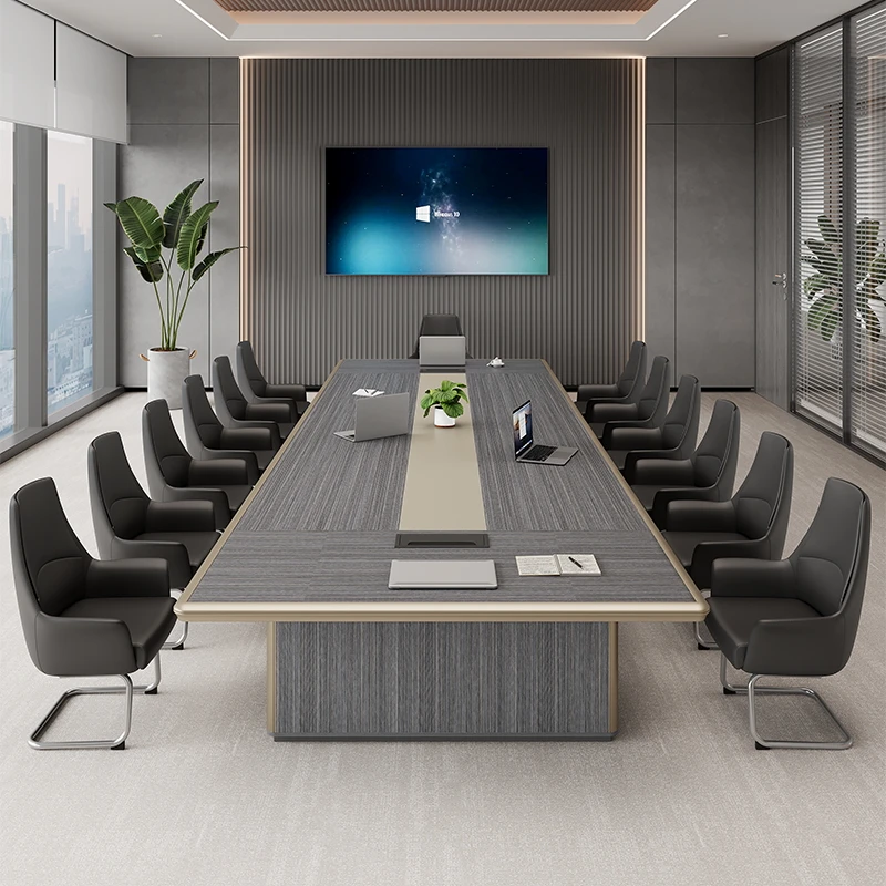 

Conference simple high-end large long table, business negotiation rectangular conference table and chairs