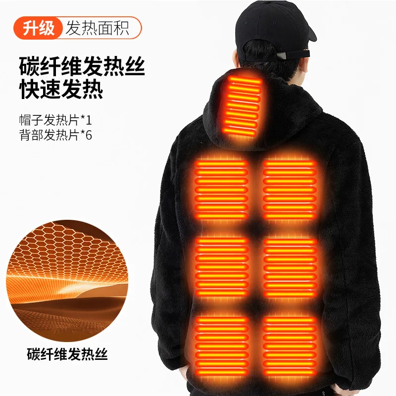 

Minsu 2025NewWinter Thermal ClothingUSBIntelligent Heating Coral Fleece Sweatshirt with Fleece Lining, Warm Unisex Sweatshirt