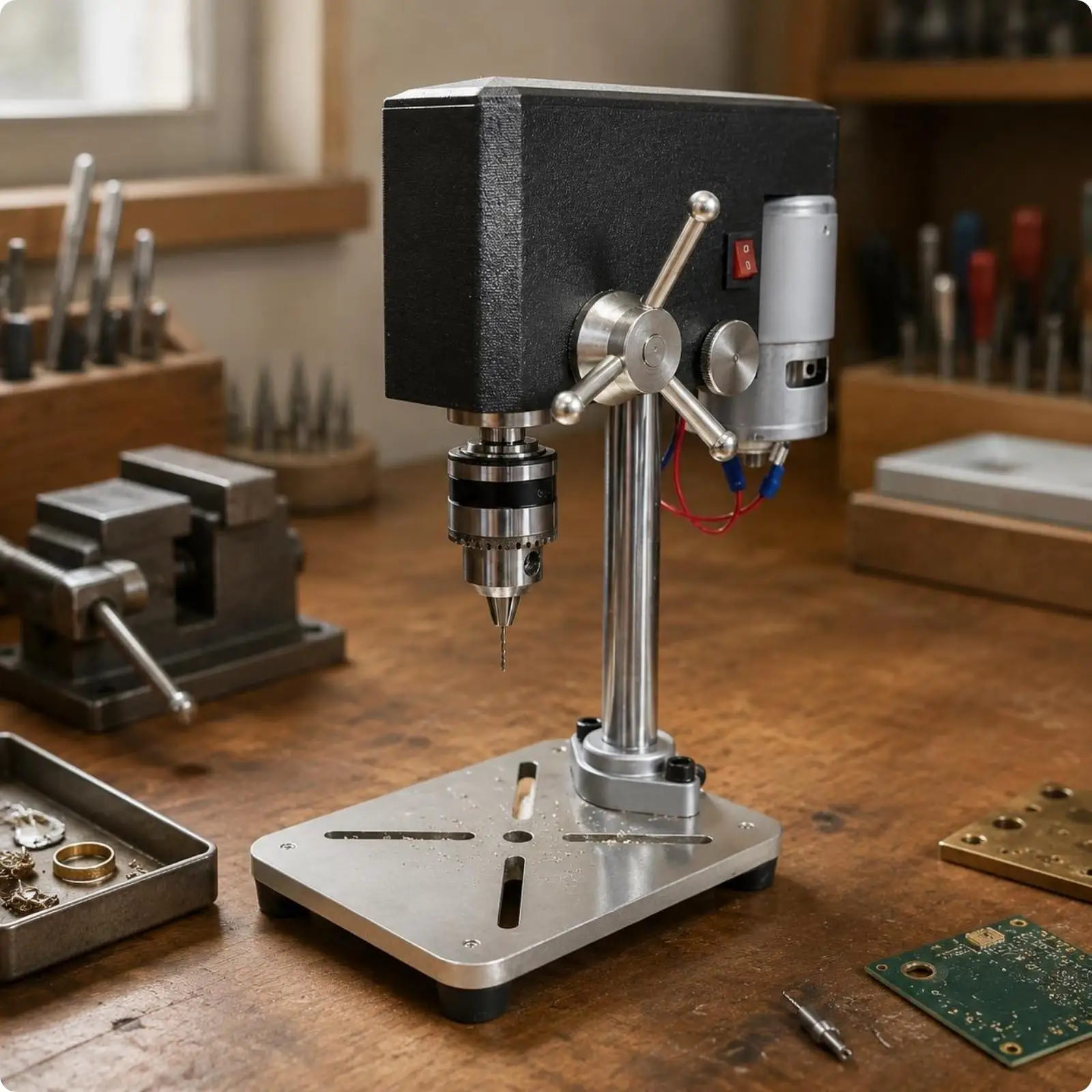 Miniature Bench Drill Tabletop Precision Drill Stable Metal Base Tool for DIY Small Craft Work
