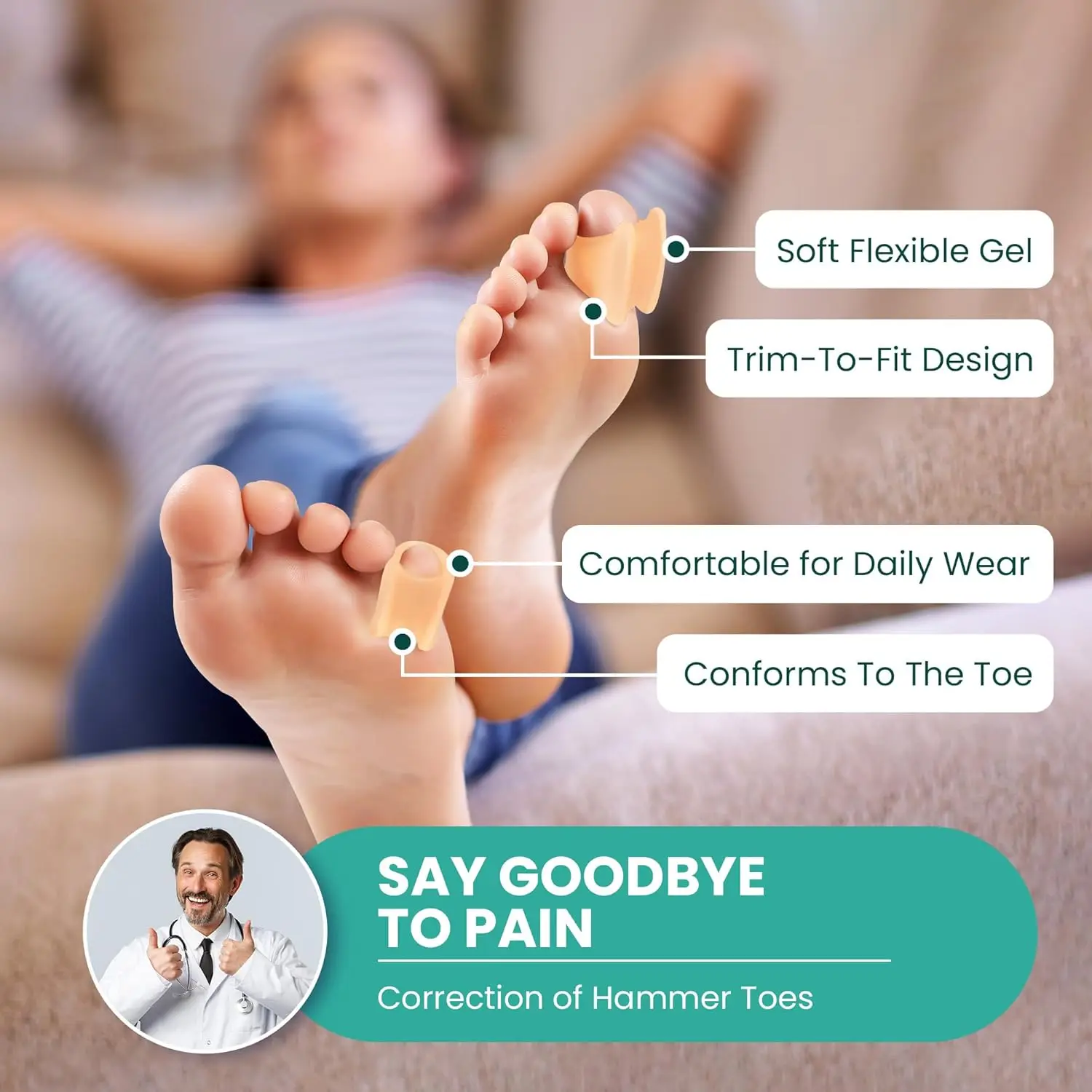 

Sumifun Gel Toe Separator Foot Care Tool Silicone Big Toe Bunion Straightener Valgus Hallux Bunion Protector Corrector Alignment
