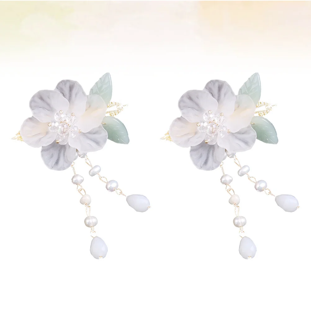 2 قطعة دبوس الشعر Hanfu كريستال شرابة مشبك شعر حفل زفاف أنيق إكسسوارات الشعر دبابيس الزخرفية النساء دبوس الشعر #4