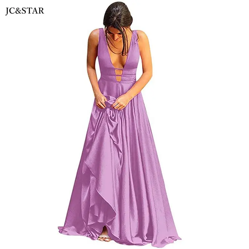 

Lavender bridesmaid dresses long sexy deep v neck taffeta vestidos para bodas mujer invitada simple abiti da sera chic prom Gown