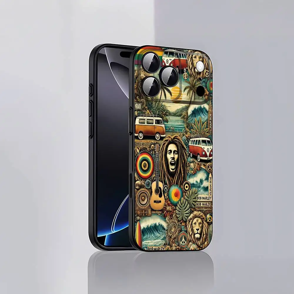 حافظة هاتف Bob Jamaican Singer M-Marley لهاتف iPhone 17,16,15,14,13,12,Pro,Max,Plus,E,SE4,Air,Mini Black Soft Cover #2