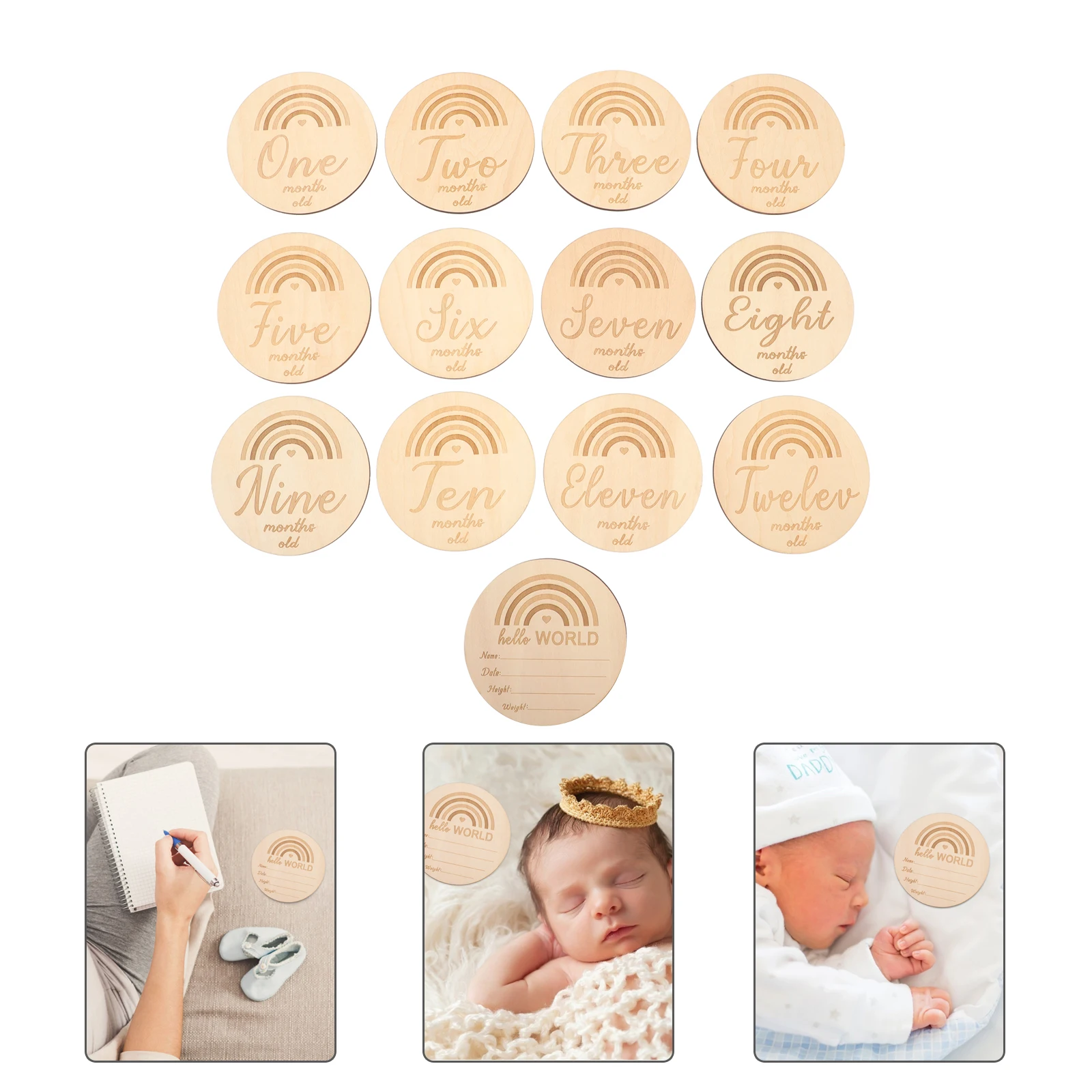 13pcs Perlengkapan Foto Bayi Baru Lahir, Hadiah Bayi, Kartu Milestone Bulanan, Dekorasi Bayi, Kartu Milestone Bayi Baru Lahir, Hadiah