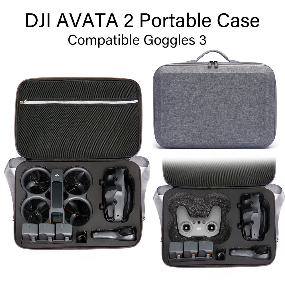 Para dji avata 2 caso portátil compatível óculos 3 fly inteligente combo grande capacidade fpv rc saco de armazenamento tiro ao ar livre