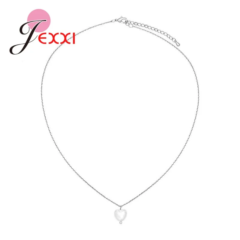 Heart Pattern Pearl Pendant Necklace Authentic 925 Sterling Silver Pendant Necklace For Women Fine Jewelry Girlfriends Gift