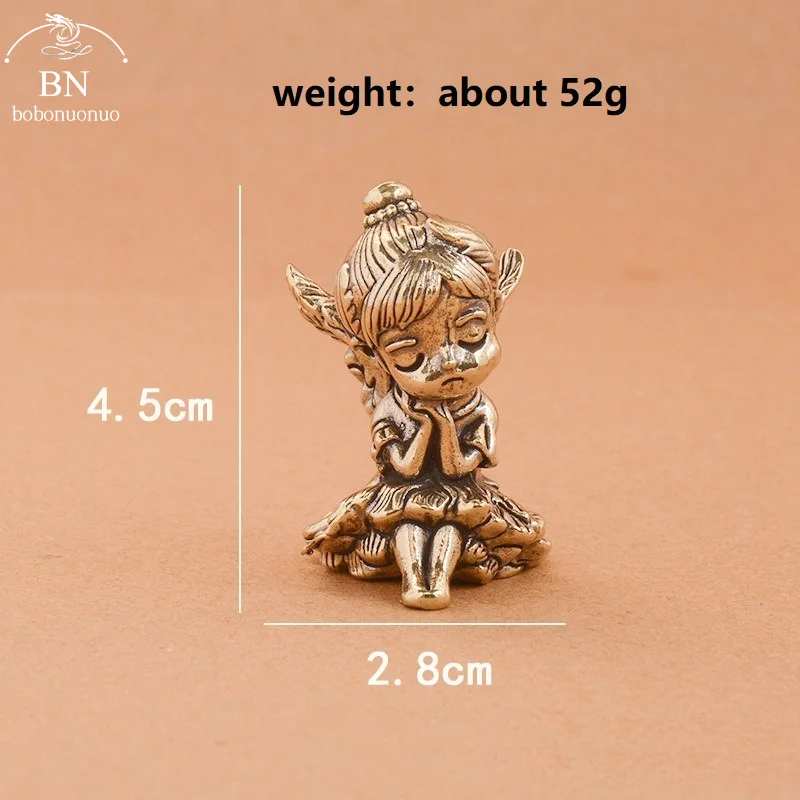 Vintage Brass Blessed Guardian Angel Figurines Miniatures Desktop Ornaments Lovely Small Statue Home Decorations Crafts