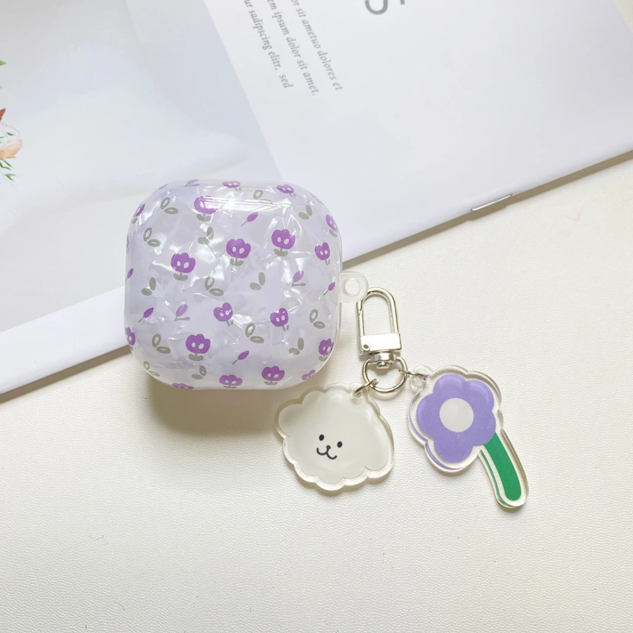 cute flower Earphone case For Samsung Galaxy buds 2 / buds live / buds PRO case luxury silicon hearphone cover with Pendant Case