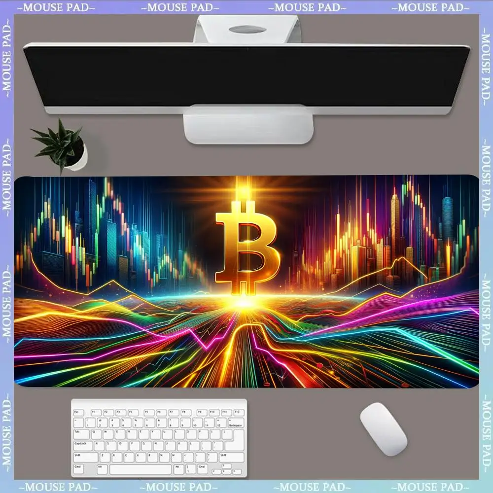 แผ่นรองเมาส์ลายโลโก้ Bitcoin MINISO ขนาดใหญ่พิเศษ XL ขอบเย็บ สำหรับเล่นเกม ของขวัญให้ลูกสาว ลูกชาย พี่ชาย เพื่อน ทั่วโลก