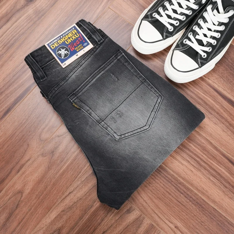 

Men's Washed Black-Grey Jeans, New Autumn Style, Distressed Slim Straight Pants, Casual and Comfortable Men's Wear