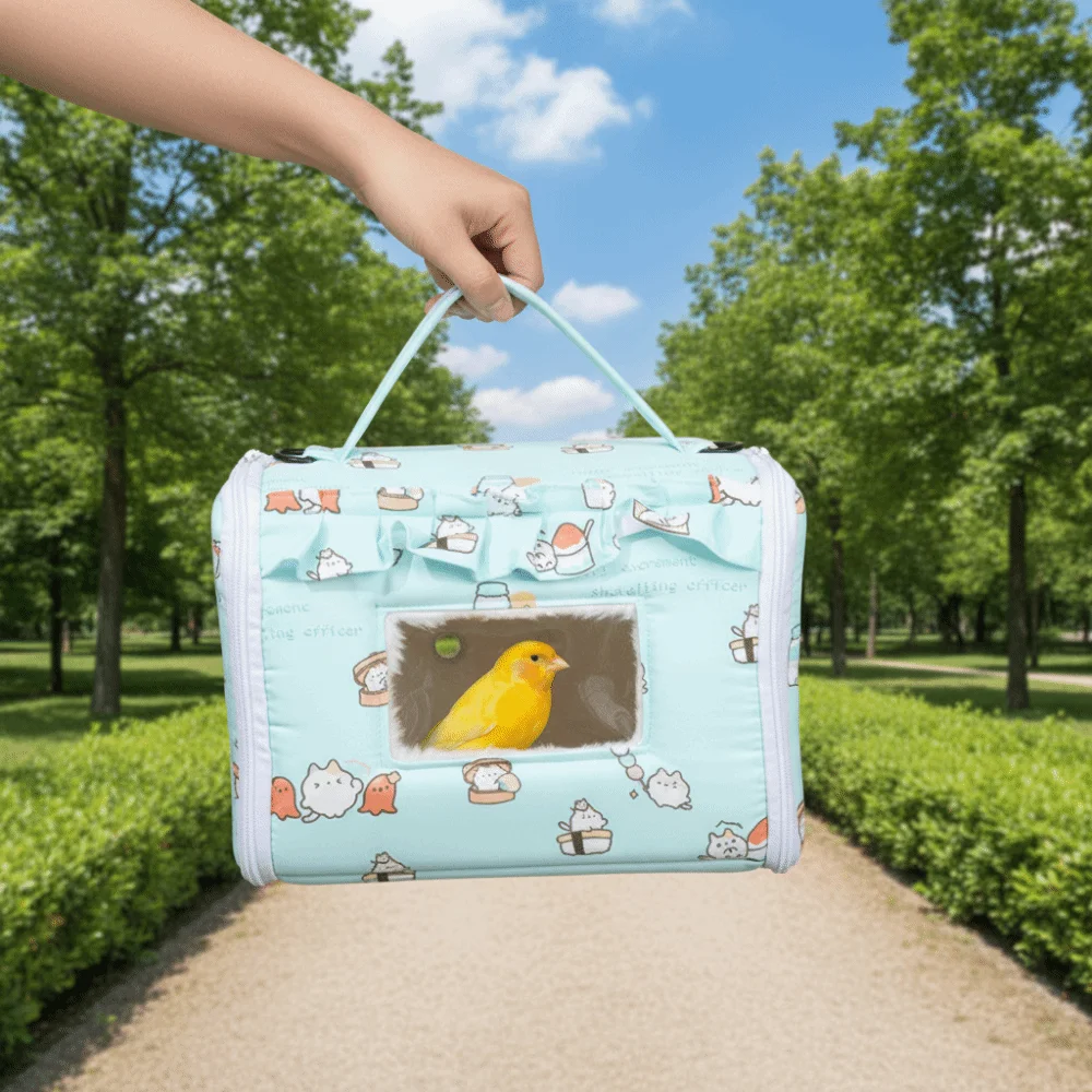 

Portable Warm Parrot Carrier Bag Windproof Thicken Bird Cotton Nest with Window Large Space Bird Travel Cage Winter