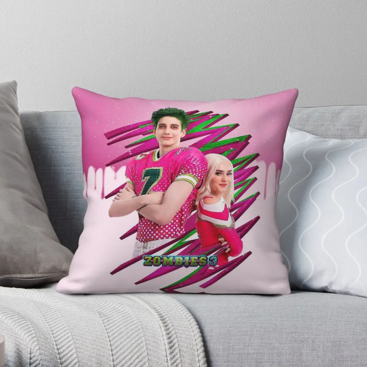غطاء وسادة مربع مخملي من الكتان ، ديكور بسحاب إبداعي ، غطاء وسادة أريكة ، زومبي 3 ، أديسون Zed ، سحر ، بوليستر #1