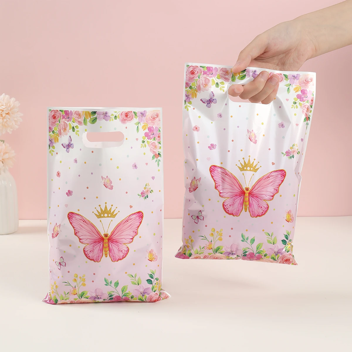 Butterfly Hand-held Gift Bag Jungle Safria 1st Birthday Party Decoration Kid Wedding Unicorn Baby Shower Supplies Mermaid Favors