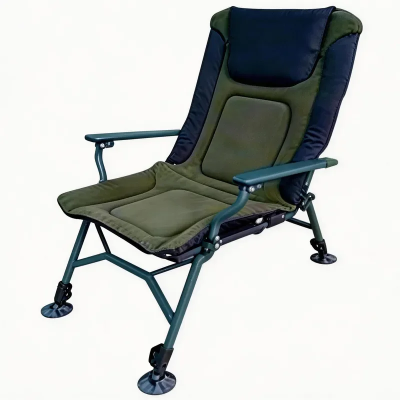 Premium Lightweight Durable Padded Foldable Fishing Chair 180KG Adjustable Backrest & Legs with Armrests Portable Camping