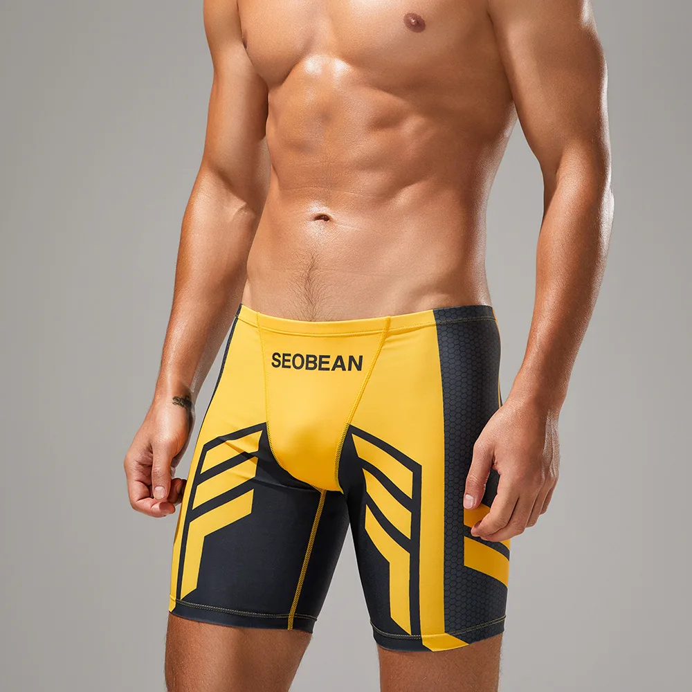 Summer Men's Swim Trunks Print Contrast Color Swimming Shorts for Beach Water Sports Hot Spring