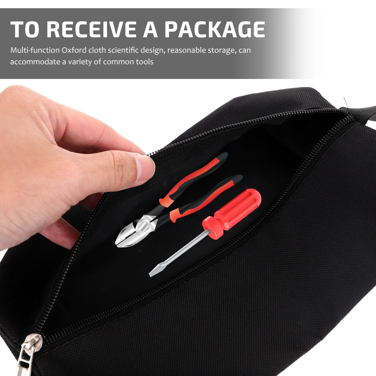 

2 Pcs Work Bag Small Tool Pouch Zipper Bags Pouches Technicians Black Tools Waterproof Sundries Holders