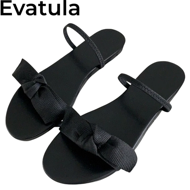 

2024 Summer Genuine Leather Bowknot Flat Slippers For Women Concise Open Toe Narrow Band Mules Casual Beach Slides Shoes Femme