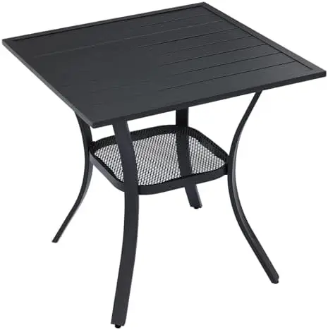 Small Square Outdoor Patio Table, All Weather Metal Outdoor Dining Table for Lawn Garden, 27.5"x 27.5" Patio Table for