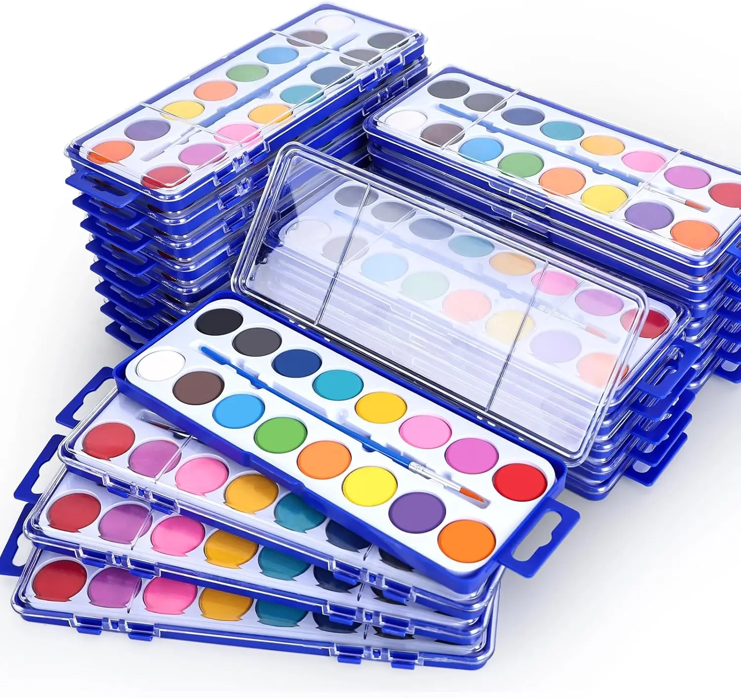 24 Pack Watercolor Paint Set, 16 Colors Watercolor Paint Set Bulk with Paint Brushes, Washable Paint, Art Supplies for C