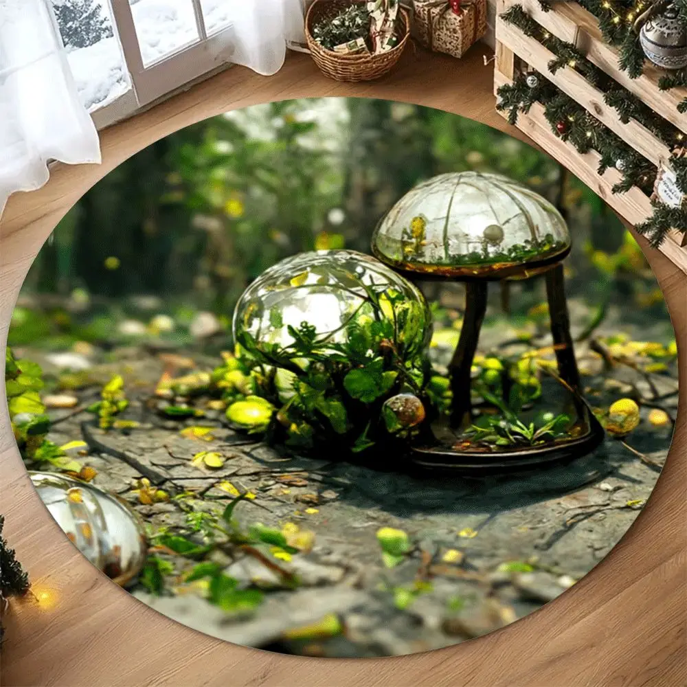 Flannel Printed Glass Terrarium Rug Nature Garden Design Eco Decor Soft Floor Mat For Living Room Bedroom And Peaceful Home