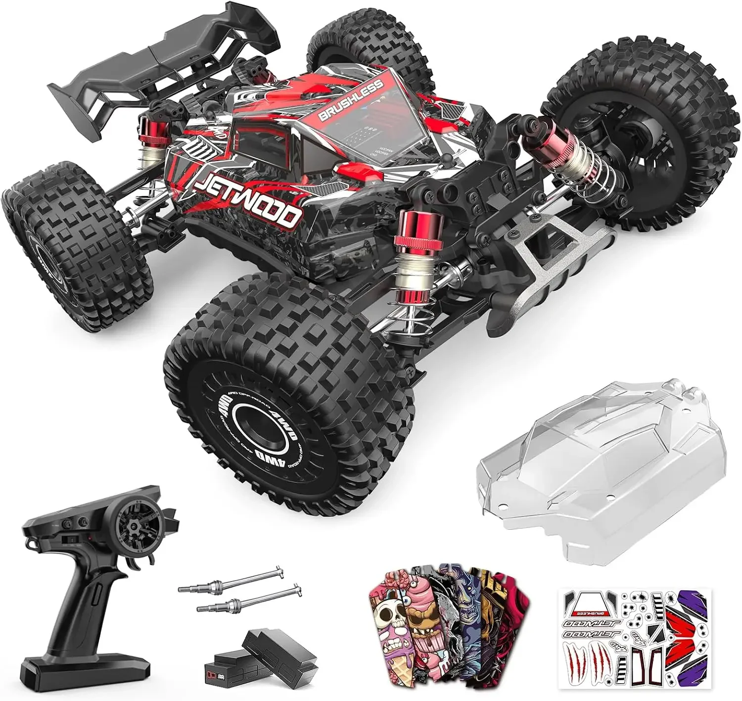 1:16 Fast RC Car, Brushless 42MPH Remote Control Car for Adults - High Speed 4WD RTR RC Truck with 2 LiPo Batteries & DIY