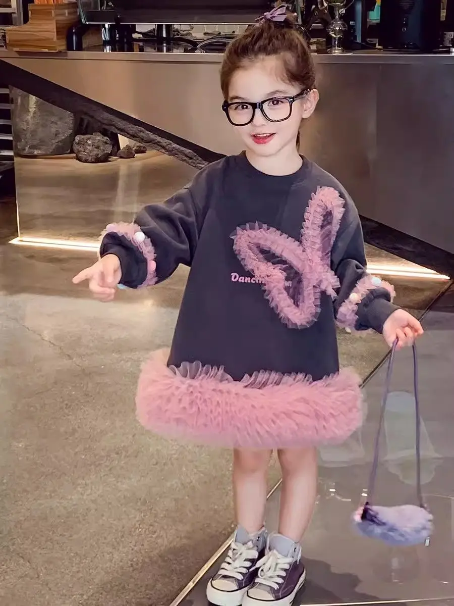 3-13Years Kids Long Sleeve tutu Dresses for Girls Cute Bow Hoodies Princess Dress Children Baby Outfits Clothing 3 4 5 6 7 8 910