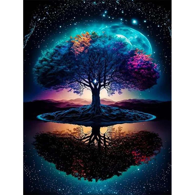 AB Diamond Diamond Painting The Tree of life in the moonlight Embroidery Kit Wall Decoration Hanging Painting