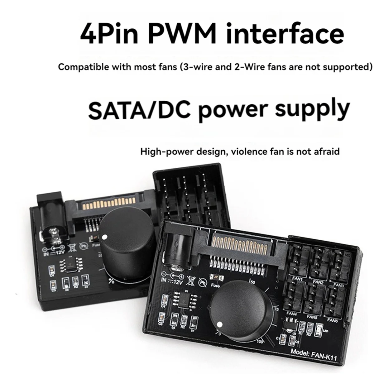 PWM 팬 속도 컨트롤러 고전력 Sata DC 전원 4핀 팬 거버너 NAS 서버 팬 속도 제어 PWM 속도 조절 YDH