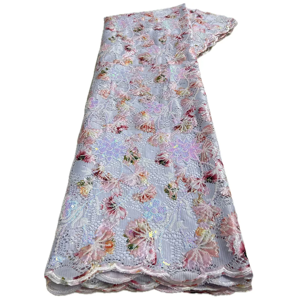 High Quality African Sequins Lace Fabric for Weddings