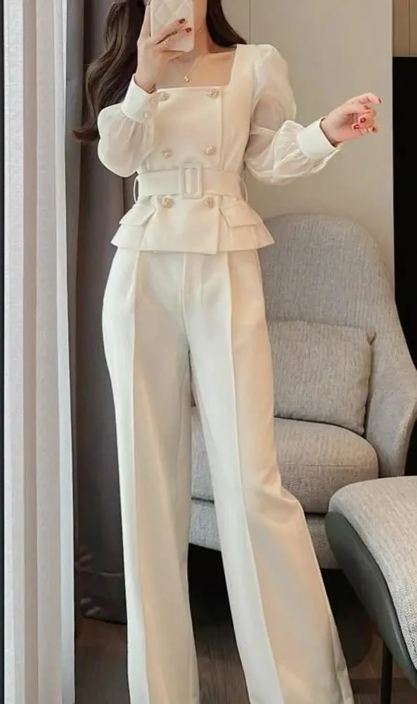 High Quality Summer Fashion Pieces for Women Luxury Women's Sets Sexy Trouser 2 Piece Outfits 2024 Pants Elegant Blazer Suit