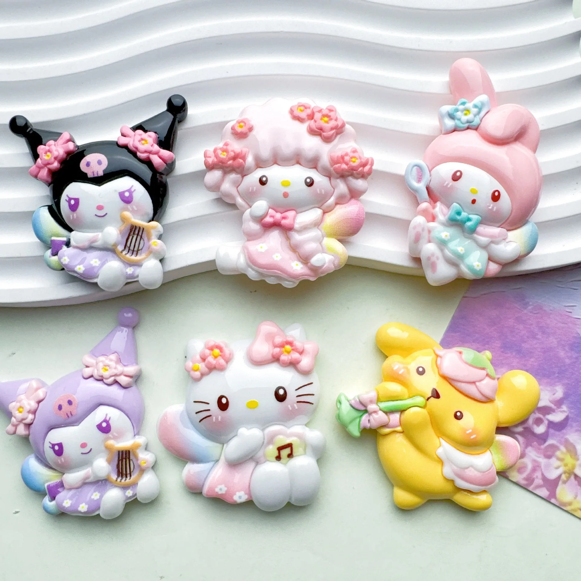 

6/12 шт. холодильники серии Sanrio, чехлы для телефонов, аксессуары для волос, перфорированная обувь, аксессуары «сделай сам», материалы из смолы для нашивки