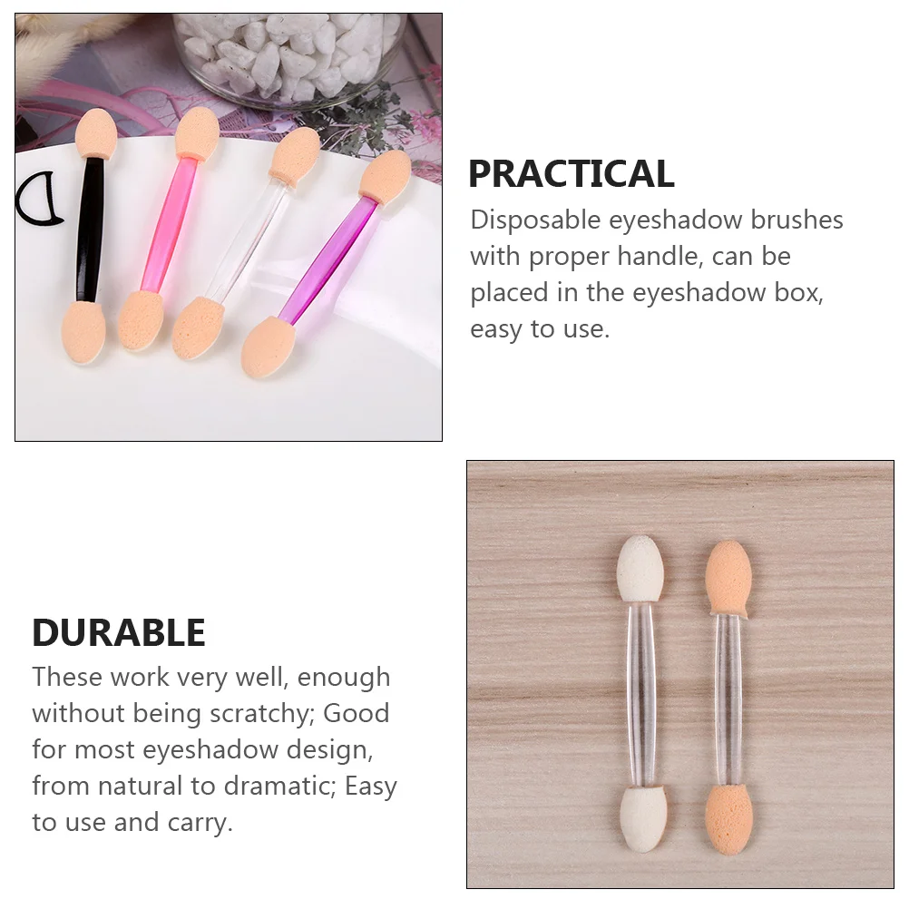 50 pz Dual-End Usa E Getta Ombretto Applicatori Ovale In Lattice Spugna Pennello Per Trucco Ombretto Applicatore Bastoni Portatili