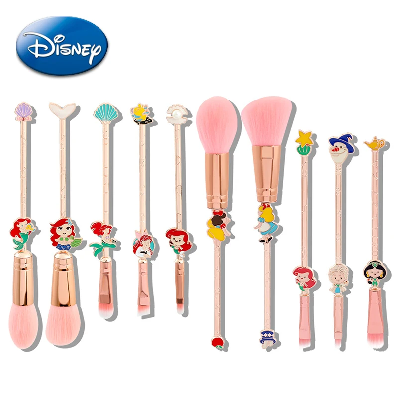 

Disney Princess Makeup Brush Set Ariel Elsa Cartoon Anime Figures Blush Eye Shadow Loose Powder Lipstick Makeup Tools Suit Girls