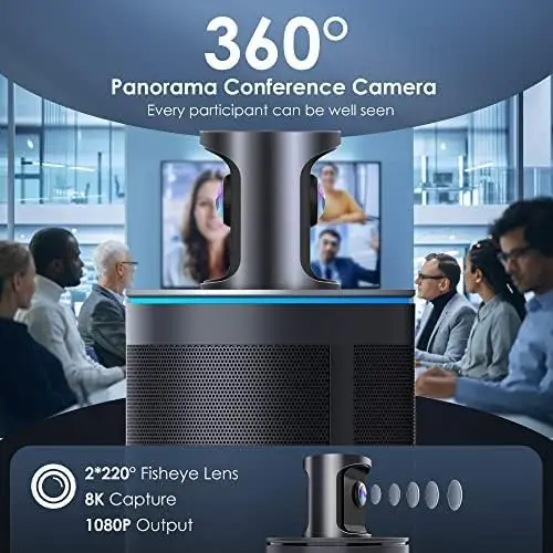 Telecamera per videoconferenze KanDao Meeting 360, telecamera per sala riunioni da 8K 1080P a 360 gradi