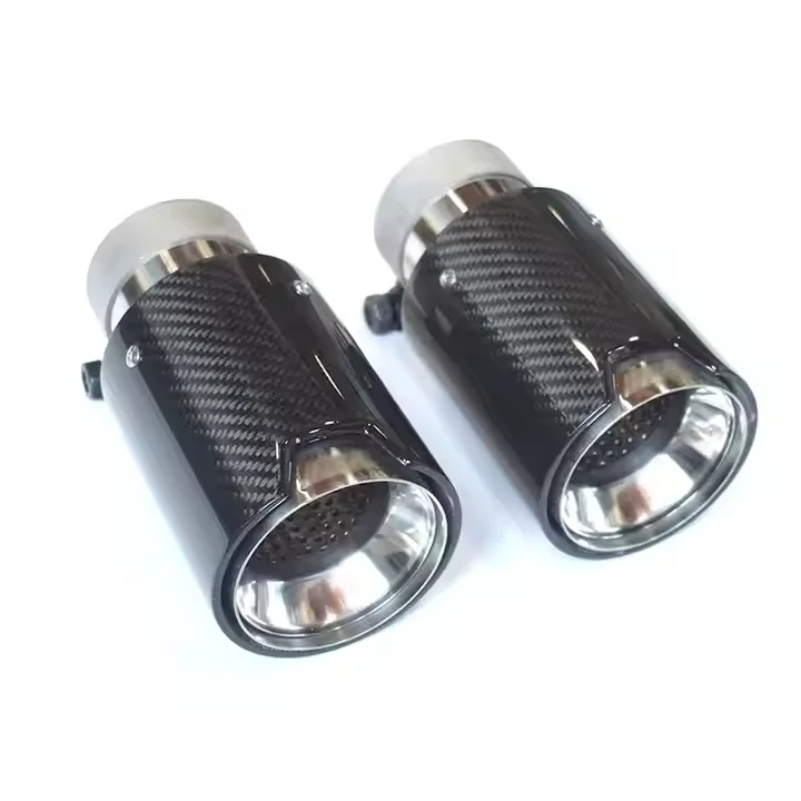Hot selling：Factory ize  Universal High Performance Carbon Fiber + Stainless Steel Exhaust Pipe Muffler Nozzle
