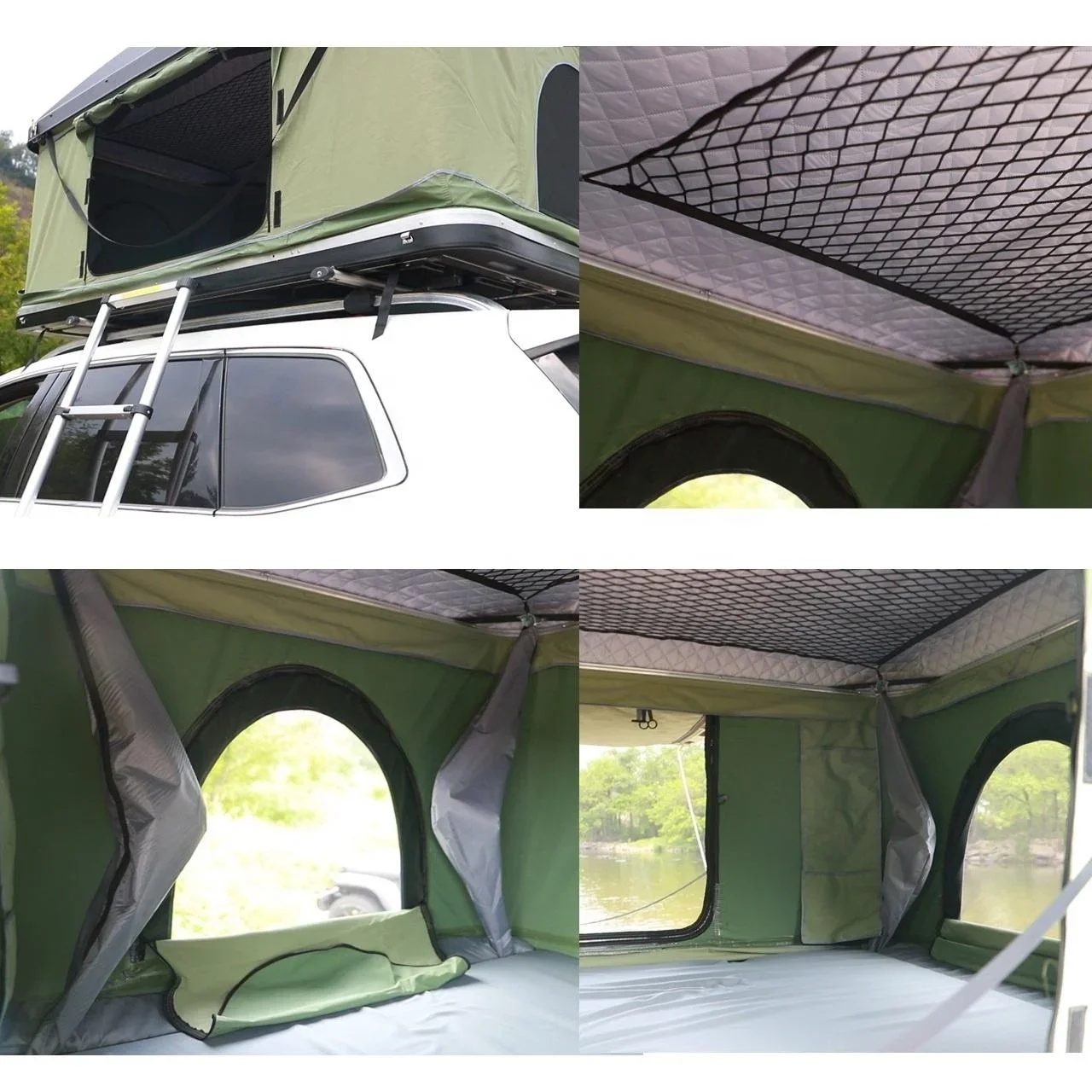 New Style Two Window Traveling ABS Hard Shell Rooftop Tents Car 4 Person Roof Top Tent