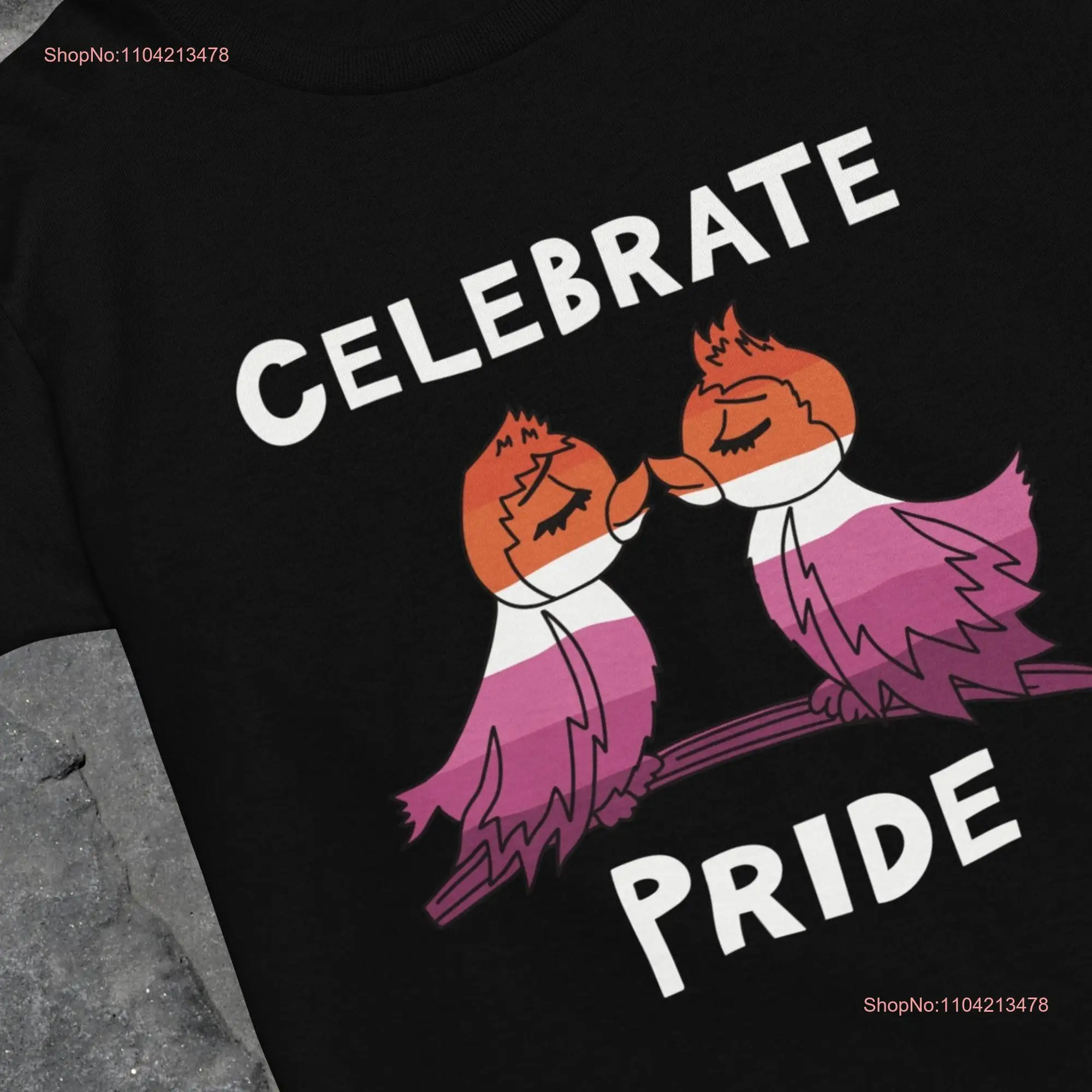 Celebrate Pride Lesbian Bird T Shirt Cute Queer Top Gay Flag LGBTQIA Rainbow long or short sleeves