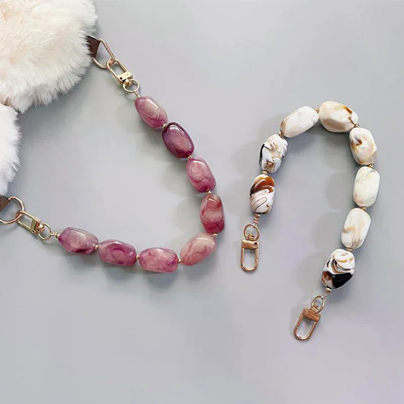 Bag Bag Resin Handle Colorful Bead Straps Replaceable Colored Stone Handbag Strap Diy Accessories Wristlet Purse Belt