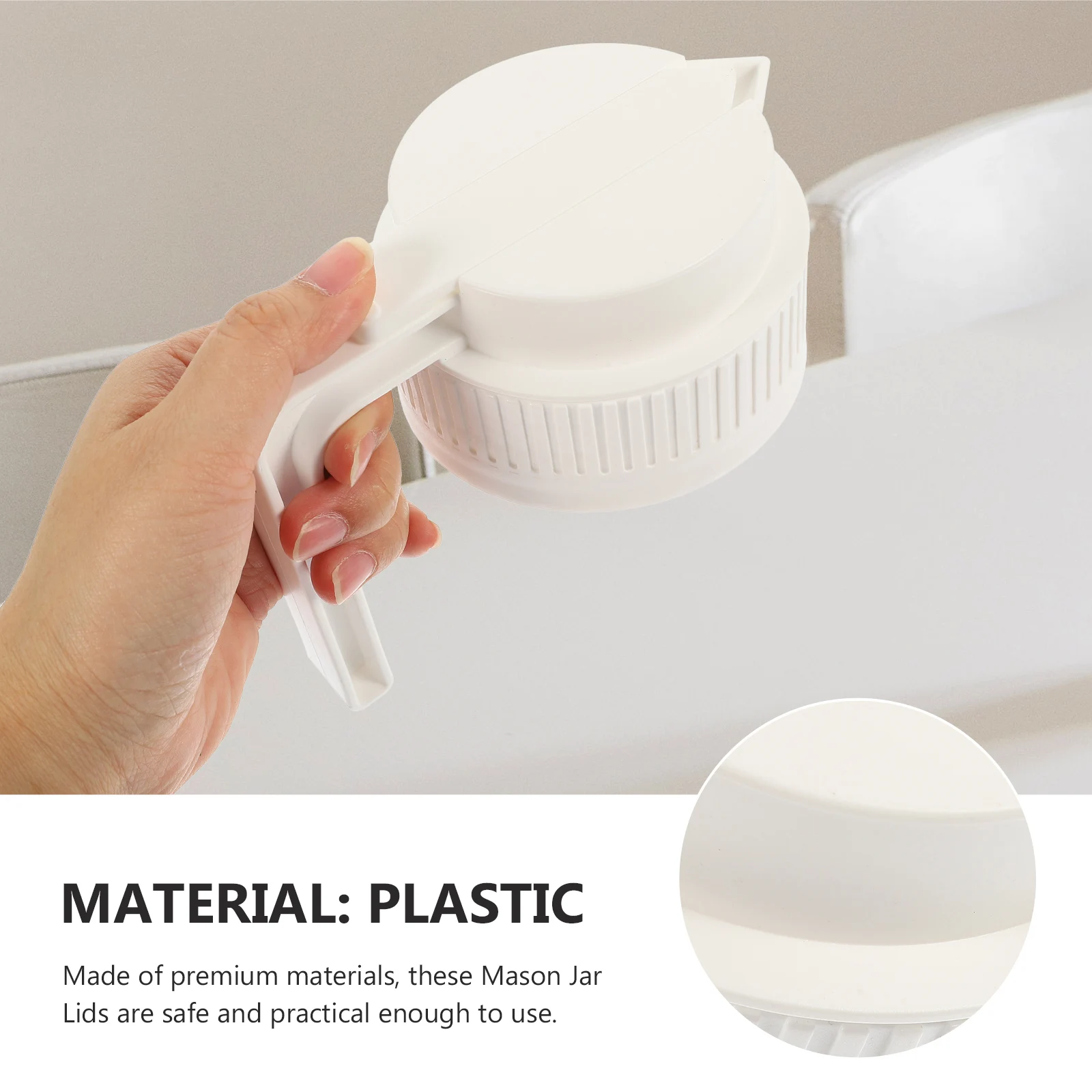 

Mason Jar Lid Wide Mouth Leakproof Plastic Handle Cover Airtight Jar Protection Lid for Home