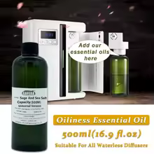 GAFERA 500ml(16.9 fl.oz) Sage And Sea Salt Essential Oil - For All Waterless Diffuser, Hotel Diffuser Replenish Aromatherapy Oil