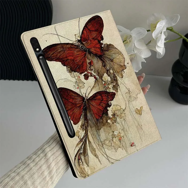 

Red Butterfly Art Painting Tablet Case For Samsung Galaxy Tab S7 S8 S9 S10 FE Lite Gift
