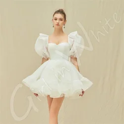 Sweetheart Princess Wedding Dresses Tulle Short Mini Bridal Ball Gowns customized A-Line Ruffle Bride Robes Vestidos De Novia