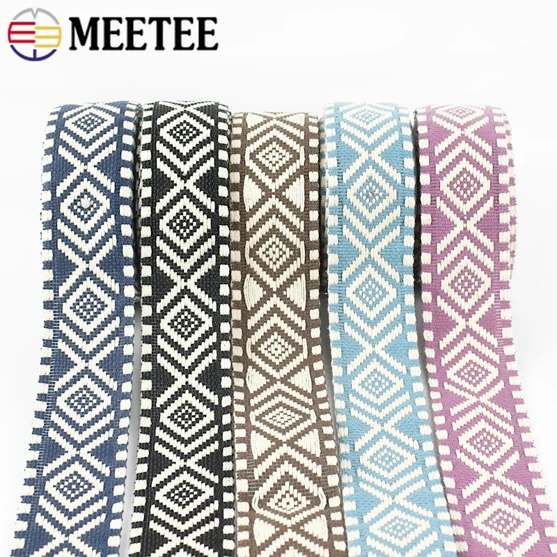 Meetee-Webbing Jacquard Étnico, 2m, 5m, fitas de lona de algodão grosso de 38mm, vestuário, costura, acessórios de renda, 1,2mm