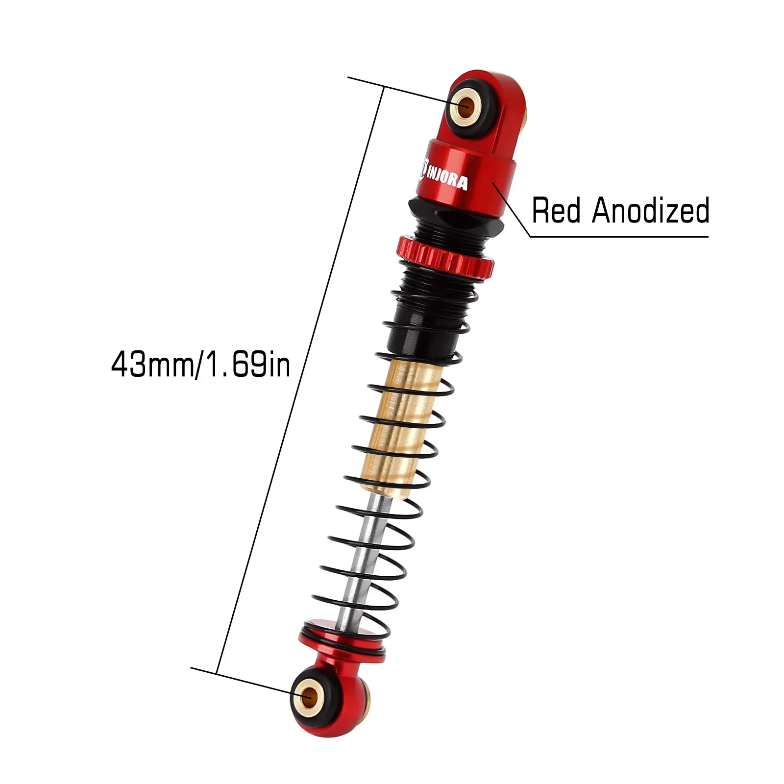 CNC Anodized Double Barrel Shock Absorber Threaded 43MM for 1/24 RC Crawler Car Axial SCX24 AXI90081 Deadbolt Jeep Gladiator