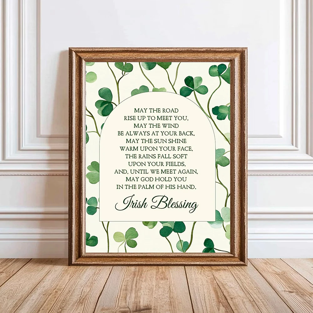 

Irish Blessing Prints St Patricks Day Shamrock Wall Art Canvas Painting Nordic Living Room Kitchen Bed Home Decoration Poster