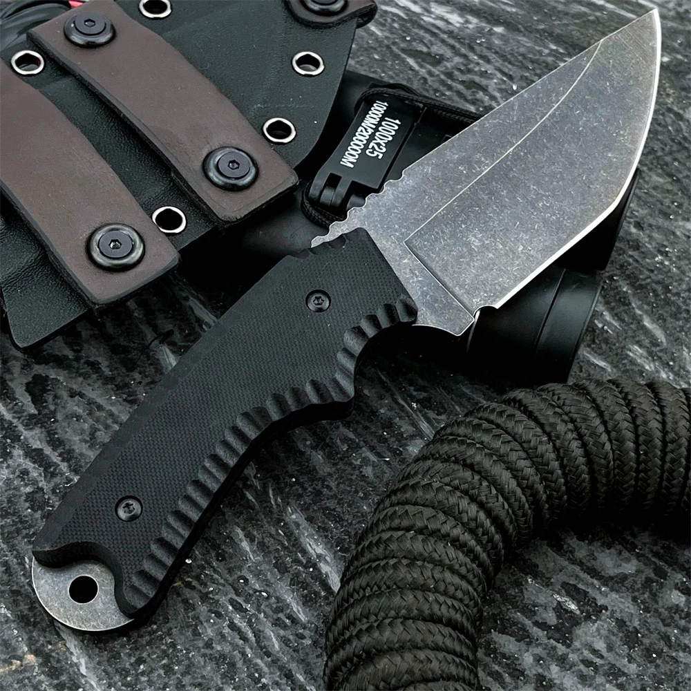 

Verkto EDC Fixed Blade Knife 7Cr13Mov Blade G10 Handle with Sheath Camping Tactical Hunting Knives for Outdoor Rescue Tools