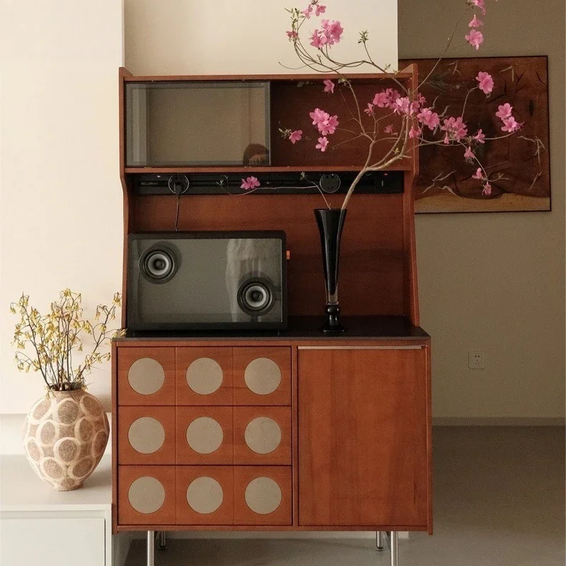 Storage vertical cabinet Household tea cabinet Simple solid wood dust cabinet