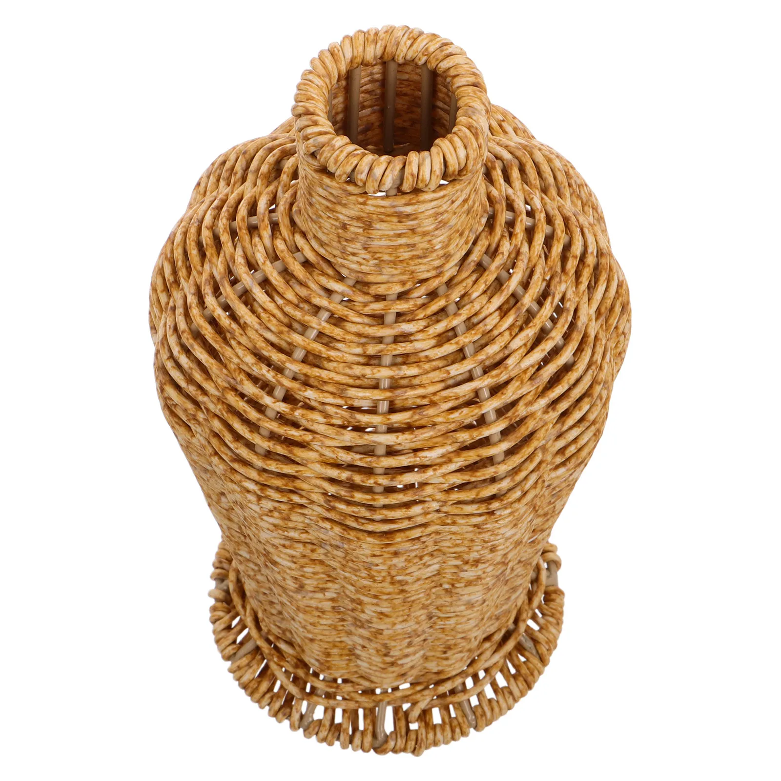 Elegant Imitation Rattan Boho Style Woven Flower Plastic Rustic Dried Fresh Floral Holder Home Wedding Decoration Light Brown