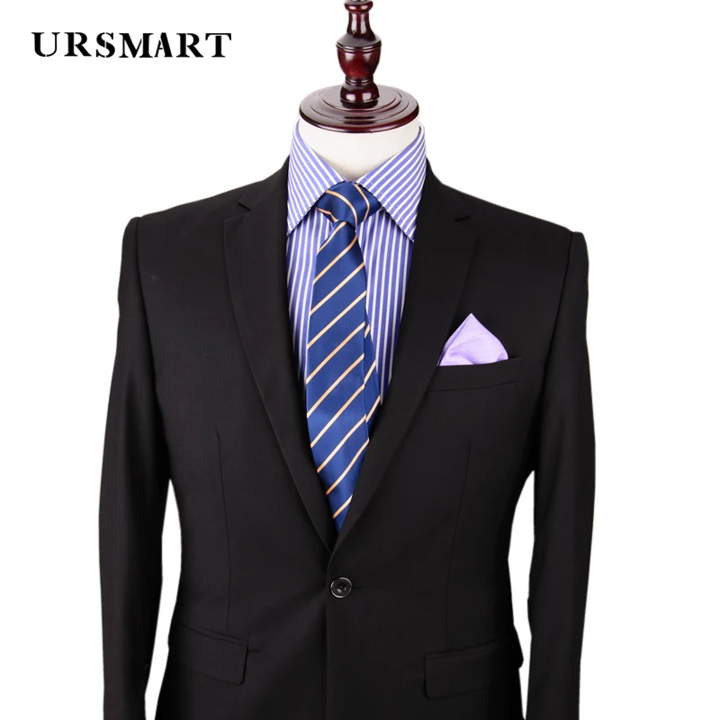 High quality double button high necked men\'s long sleeved shirt with 100% cotton blue stripe custom French shirt for men
