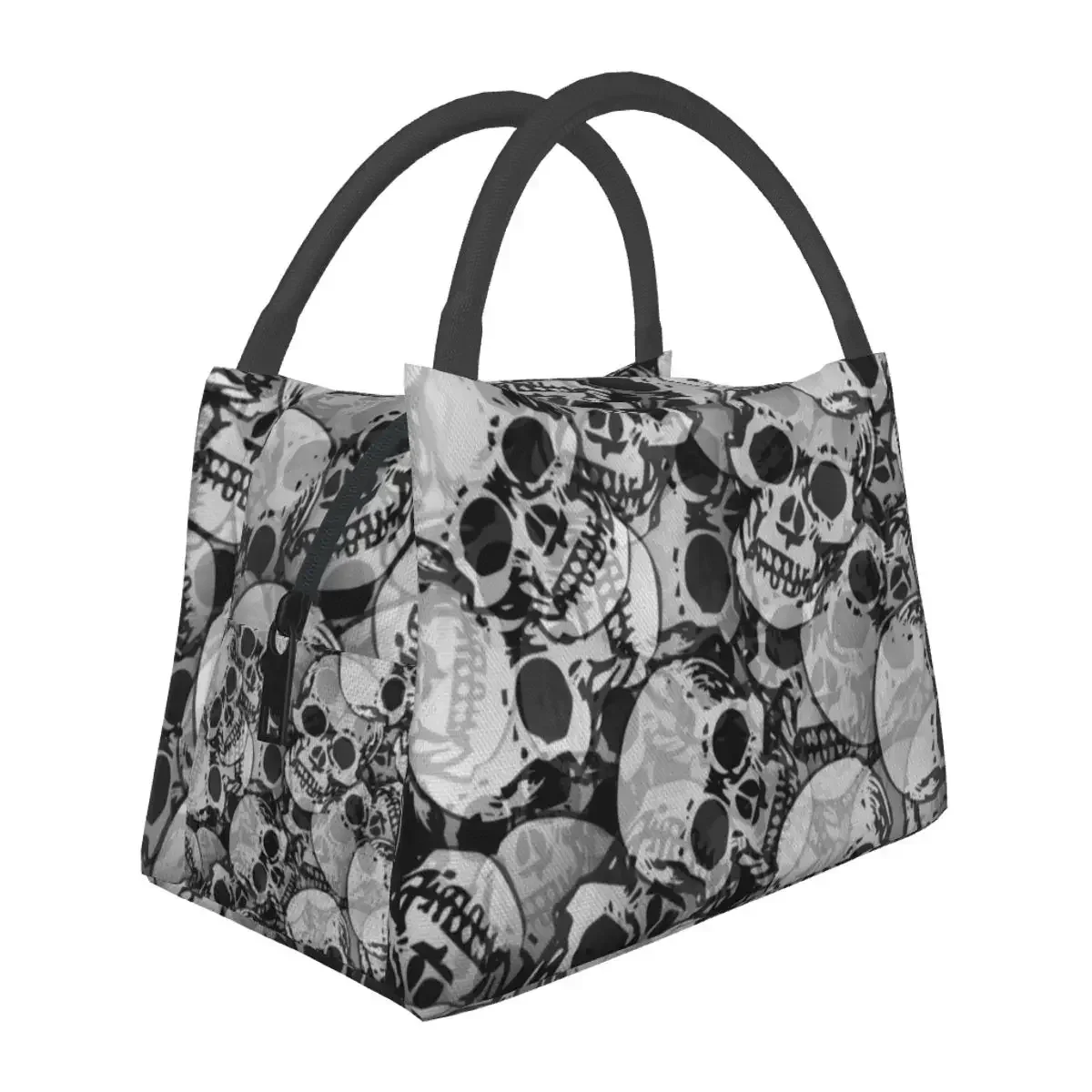 Spooky Halloween Ghost Lunch Bag Skulls Print Lunch Box Casual Outdoor Cooler Bag Convenient Waterproof Thermal Tote Handbags